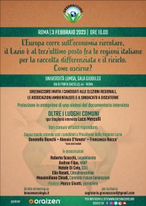 Scopri di più sull'articolo Quale economia circolare per il Lazio? I candidati alla presidenza della Regione a confronto